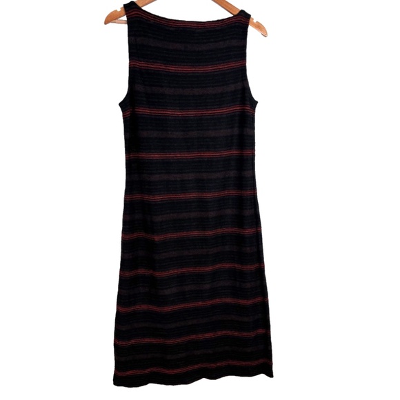 LAUREN RALPH LAUREN Christmas Linen Dress L Stripe Black Brown Fall Office Siren - Picture 4 of 10